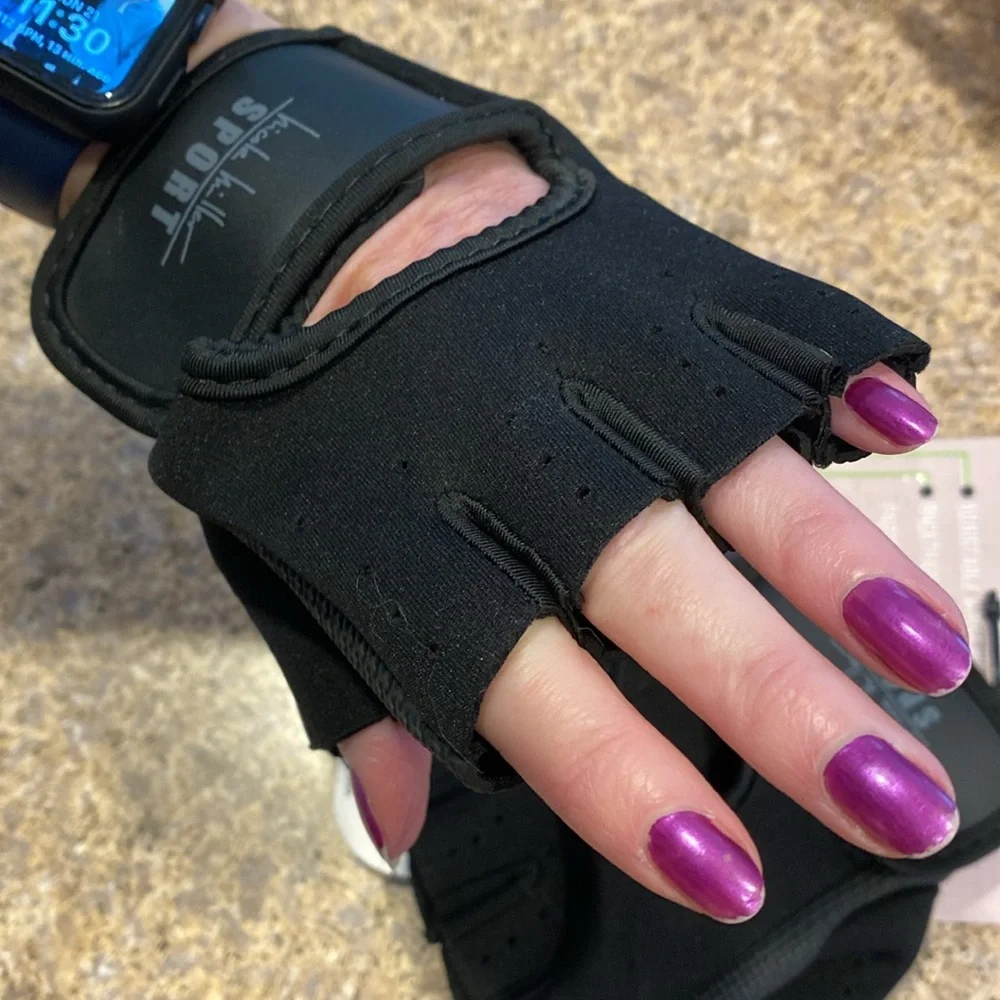 Nicole Miller Sport Workout Gloves L/XL Black Padded Grips